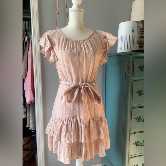 NWT $350 Rebecca Taylor stripe ruffled dress - Picture 2 of 7